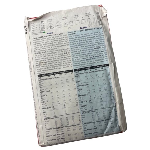 BUTTERICK | Vintage 1997 Kid's Winter Clothing Pattern #5102 | Sizes 7 8 10 - Picture 3 of 6